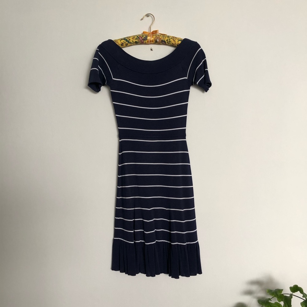 Navy Blue striped BCBG Dress